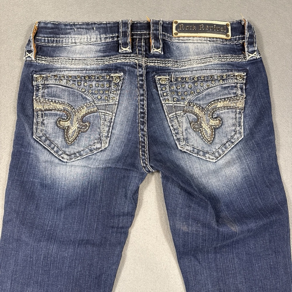 Rock Revival Henna Skinny WOMENS 26 Jeans EMBELISHED THICK STITCH WHISKERING